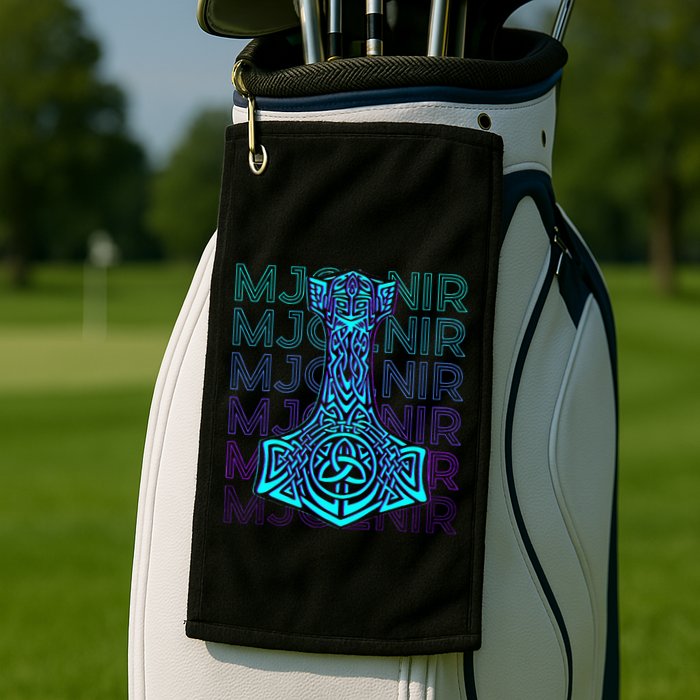 Mjolnir Thor Hammer Norse Mythology Retro Golf Towel