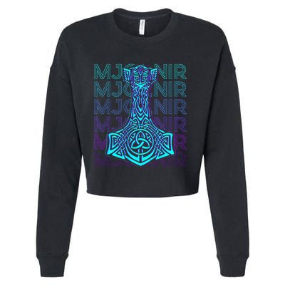 Mjolnir Thor Hammer Norse Mythology Retro Cropped Pullover Crew