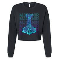 Mjolnir Thor Hammer Norse Mythology Retro Cropped Pullover Crew