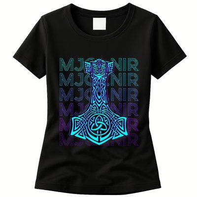 Mjolnir Thor Hammer Norse Mythology Retro Womens T-Shirt