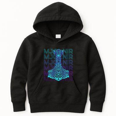 Mjolnir Thor Hammer Norse Mythology Retro Kids Hoodie
