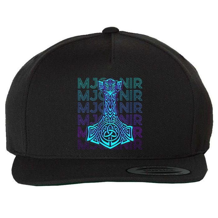 Mjolnir Thor Hammer Norse Mythology Retro Wool Snapback Cap
