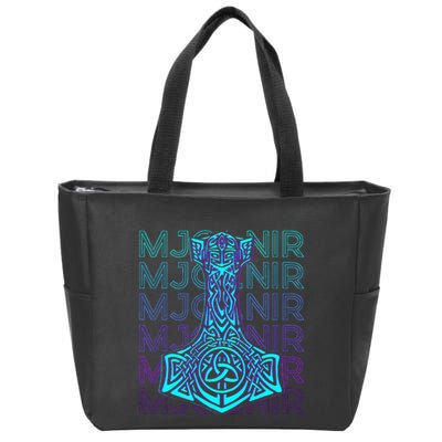Mjolnir Thor Hammer Norse Mythology Retro Zip Tote Bag