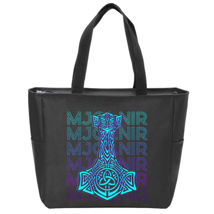 Mjolnir Thor Hammer Norse Mythology Retro Zip Tote Bag