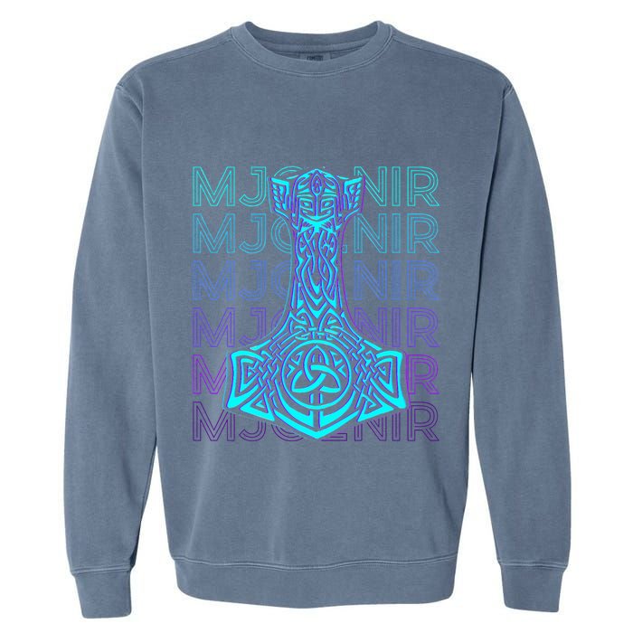 Mjolnir Thor Hammer Norse Mythology Retro Garment-Dyed Sweatshirt