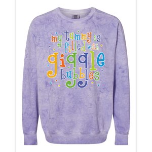 My Tummy Is Filled With Giggle Bubbles Colorblast Crewneck Sweatshirt