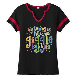 My Tummy Is Filled With Giggle Bubbles Ladies Halftime Notch Neck Tee