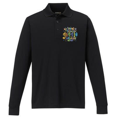 My Tummy Is Filled With Giggle Bubbles Performance Long Sleeve Polo