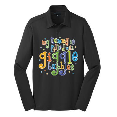 My Tummy Is Filled With Giggle Bubbles Silk Touch Performance Long Sleeve Polo