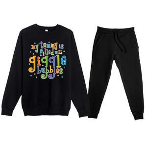 My Tummy Is Filled With Giggle Bubbles Premium Crewneck Sweatsuit Set