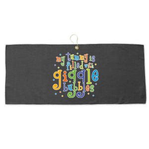 My Tummy Is Filled With Giggle Bubbles Large Microfiber Waffle Golf Towel