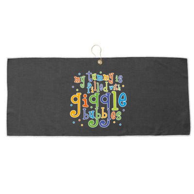 My Tummy Is Filled With Giggle Bubbles Large Microfiber Waffle Golf Towel
