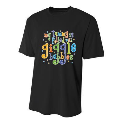 My Tummy Is Filled With Giggle Bubbles Youth Performance Sprint T-Shirt