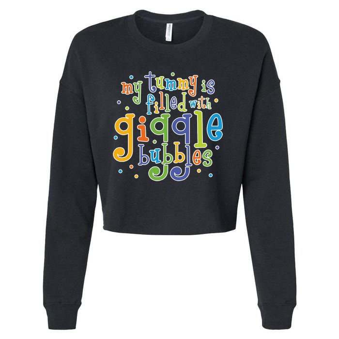 My Tummy Is Filled With Giggle Bubbles Cropped Pullover Crew
