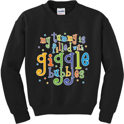 My Tummy Is Filled With Giggle Bubbles Kids Sweatshirt
