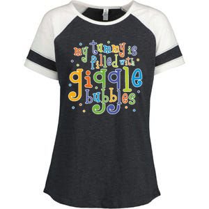 My Tummy Is Filled With Giggle Bubbles Enza Ladies Jersey Colorblock Tee