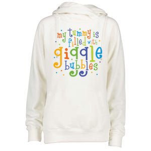 My Tummy Is Filled With Giggle Bubbles Womens Funnel Neck Pullover Hood