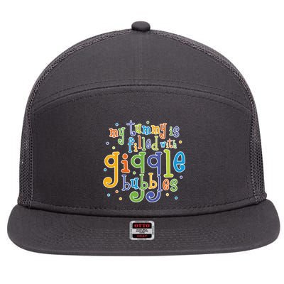 My Tummy Is Filled With Giggle Bubbles 7 Panel Mesh Trucker Snapback Hat