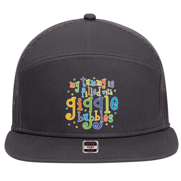My Tummy Is Filled With Giggle Bubbles 7 Panel Mesh Trucker Snapback Hat