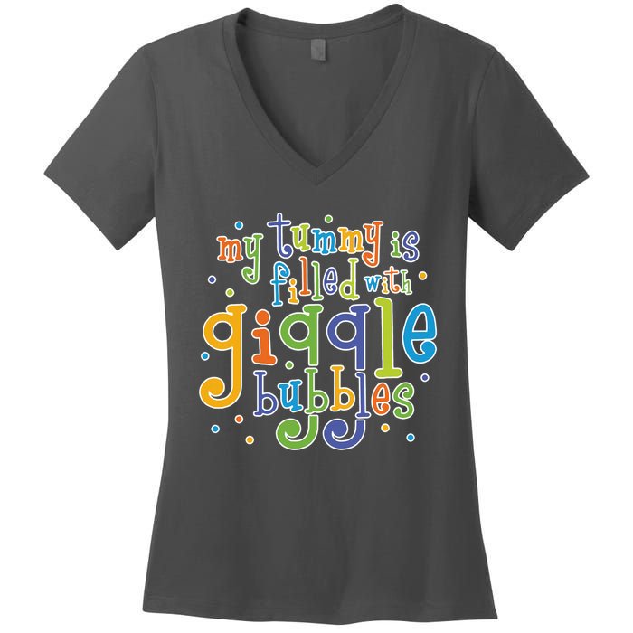 My Tummy Is Filled With Giggle Bubbles Women's V-Neck T-Shirt