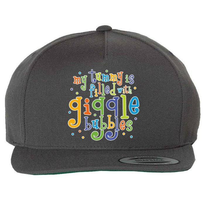 My Tummy Is Filled With Giggle Bubbles Wool Snapback Cap