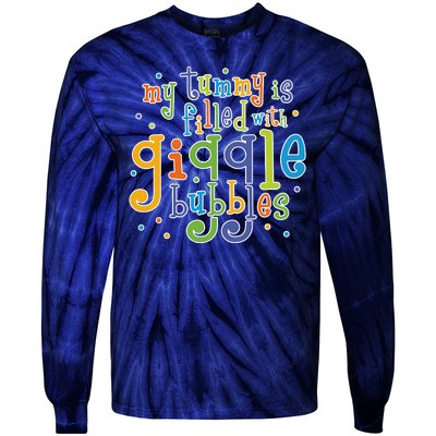 My Tummy Is Filled With Giggle Bubbles Tie-Dye Long Sleeve Shirt