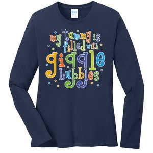 My Tummy Is Filled With Giggle Bubbles Ladies Long Sleeve Shirt