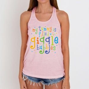 My Tummy Is Filled With Giggle Bubbles Women's Knotted Racerback Tank