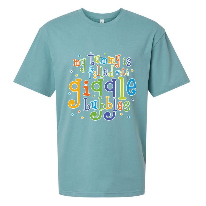 My Tummy Is Filled With Giggle Bubbles Sueded Cloud Jersey T-Shirt