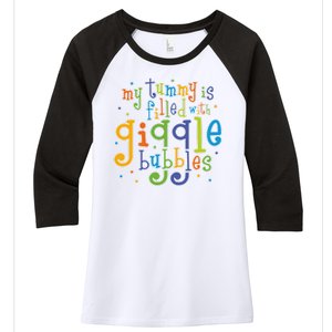 My Tummy Is Filled With Giggle Bubbles Women's Tri-Blend 3/4-Sleeve Raglan Shirt