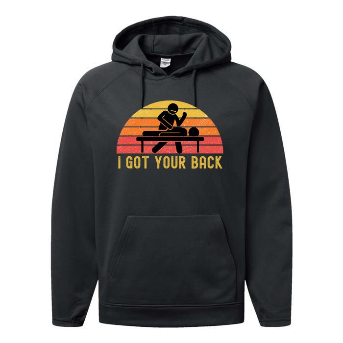 Massage Therapist I Got Your Back Massage Vintage Retro Gift Performance Fleece Hoodie