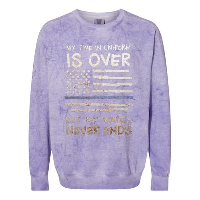 My Time In Uniform Is Over Retired Police Officer Gifts Colorblast Crewneck Sweatshirt