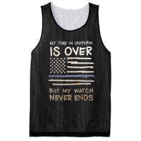 My Time In Uniform Is Over Retired Police Officer Gifts Mesh Reversible Basketball Jersey Tank