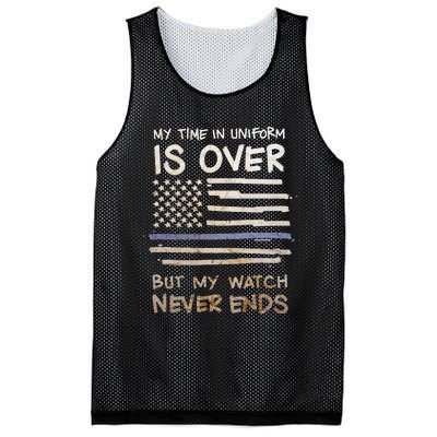 My Time In Uniform Is Over Retired Police Officer Gifts Mesh Reversible Basketball Jersey Tank