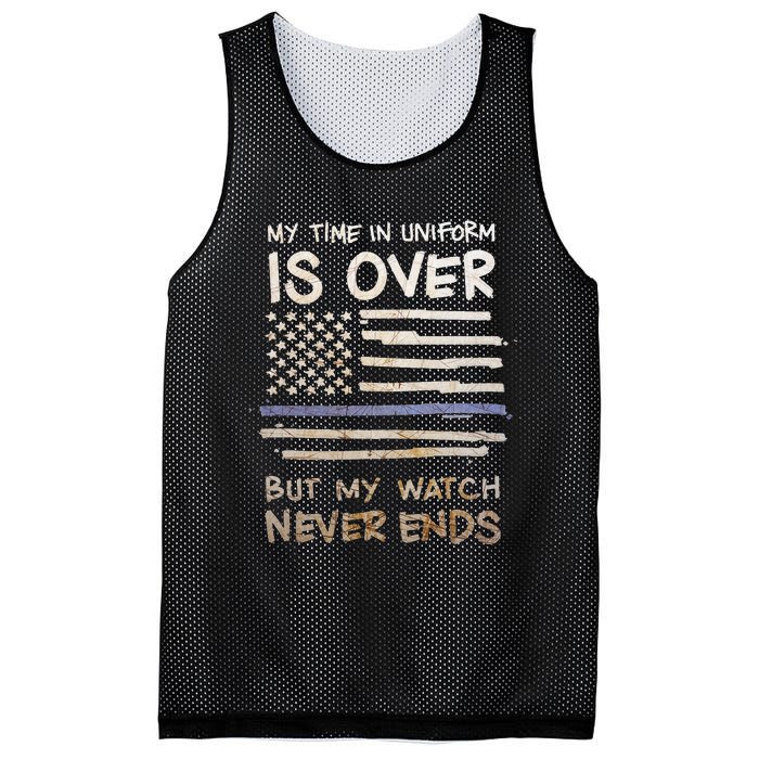 My Time In Uniform Is Over Retired Police Officer Gifts Mesh Reversible Basketball Jersey Tank