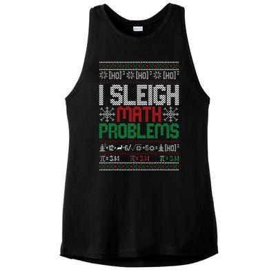 Math Teacher I Sleigh Math Problems Christmas Ugly Sweater Ladies PosiCharge Tri-Blend Wicking Tank