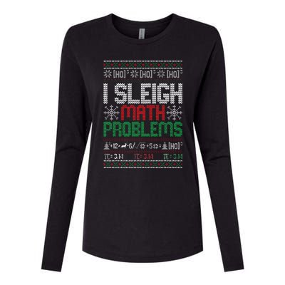 Math Teacher I Sleigh Math Problems Christmas Ugly Sweater Womens Cotton Relaxed Long Sleeve T-Shirt