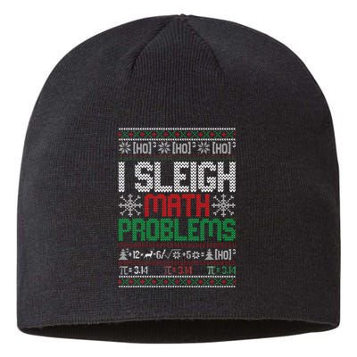 Math Teacher I Sleigh Math Problems Christmas Ugly Sweater Sustainable Beanie