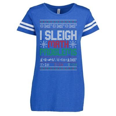 Math Teacher I Sleigh Math Problems Christmas Ugly Sweater Enza Ladies Jersey Football T-Shirt