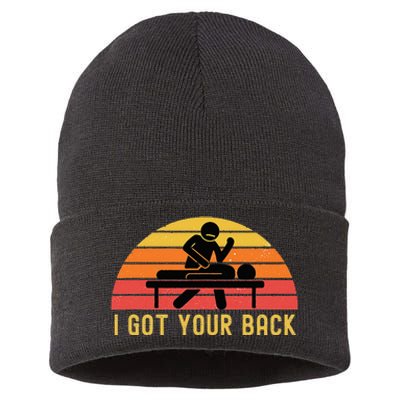 Massage Therapist I Got Your Back Massage Vintage Retro Gift Sustainable Knit Beanie