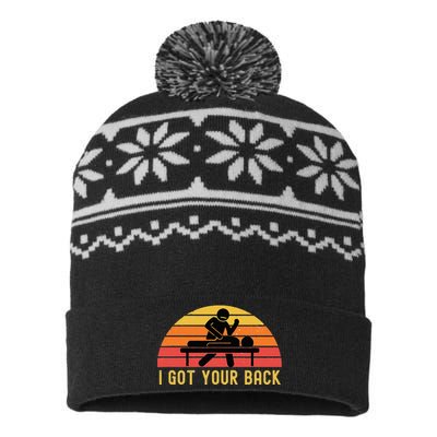 Massage Therapist I Got Your Back Massage Vintage Retro Gift USA-Made Snowflake Beanie