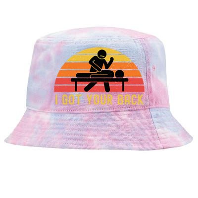 Massage Therapist I Got Your Back Massage Vintage Retro Gift Tie-Dyed Bucket Hat