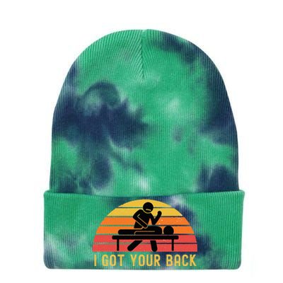 Massage Therapist I Got Your Back Massage Vintage Retro Gift Tie Dye 12in Knit Beanie