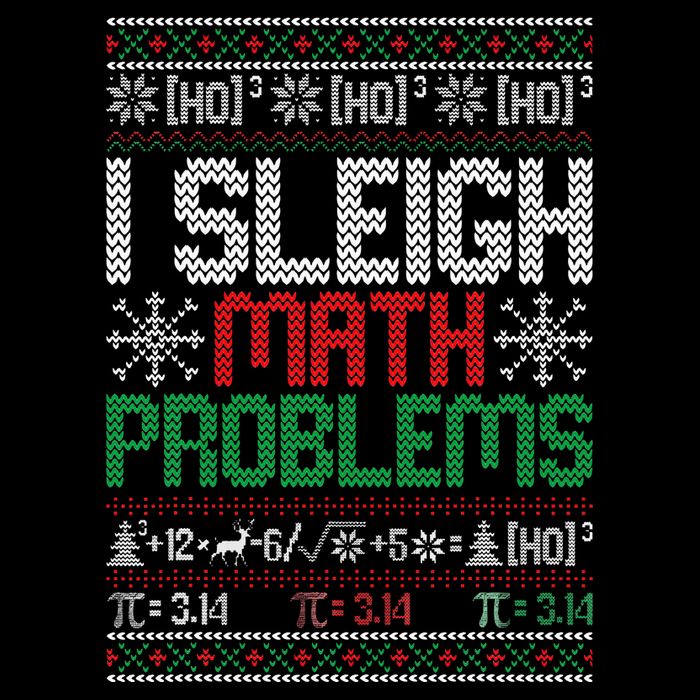 Math Teacher I Sleigh Math Problems Christmas Ugly Sweater Stripe Pom Pom Beanie