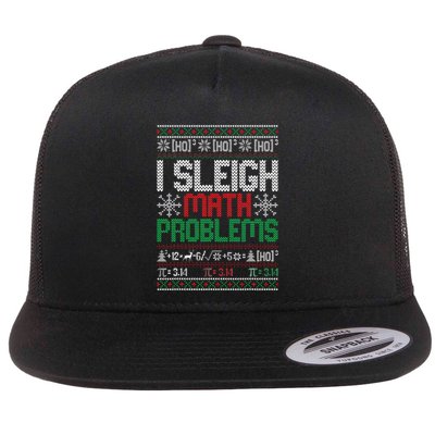 Math Teacher I Sleigh Math Problems Christmas Ugly Sweater Flatbill Hat