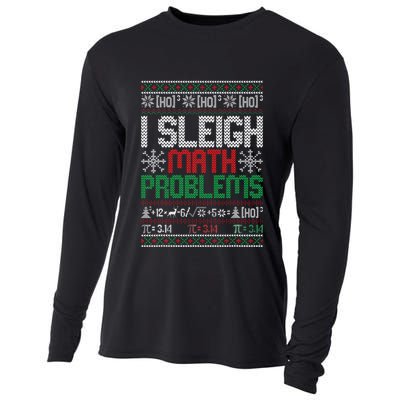Math Teacher I Sleigh Math Problems Christmas Ugly Sweater Cooling Performance Long Sleeve Crew