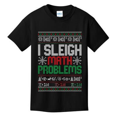 Math Teacher I Sleigh Math Problems Christmas Ugly Sweater Kids T-Shirt