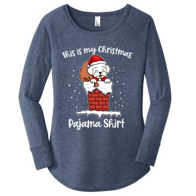 Maltese This Is My Christmas Pajama Funny Gift Women's Perfect Tri Tunic Long Sleeve Shirt