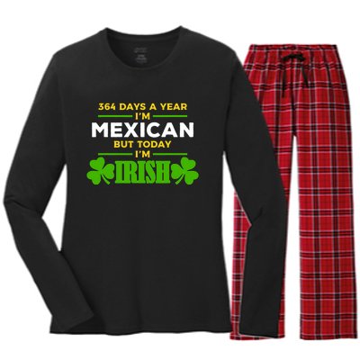 Mexican Today IM Irish Funny St. PatrickS Day Party Women's Long Sleeve Flannel Pajama Set 