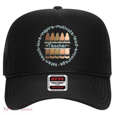 Multiethnic Teacher Inspire Motivate Lead High Crown Mesh Back Trucker Hat